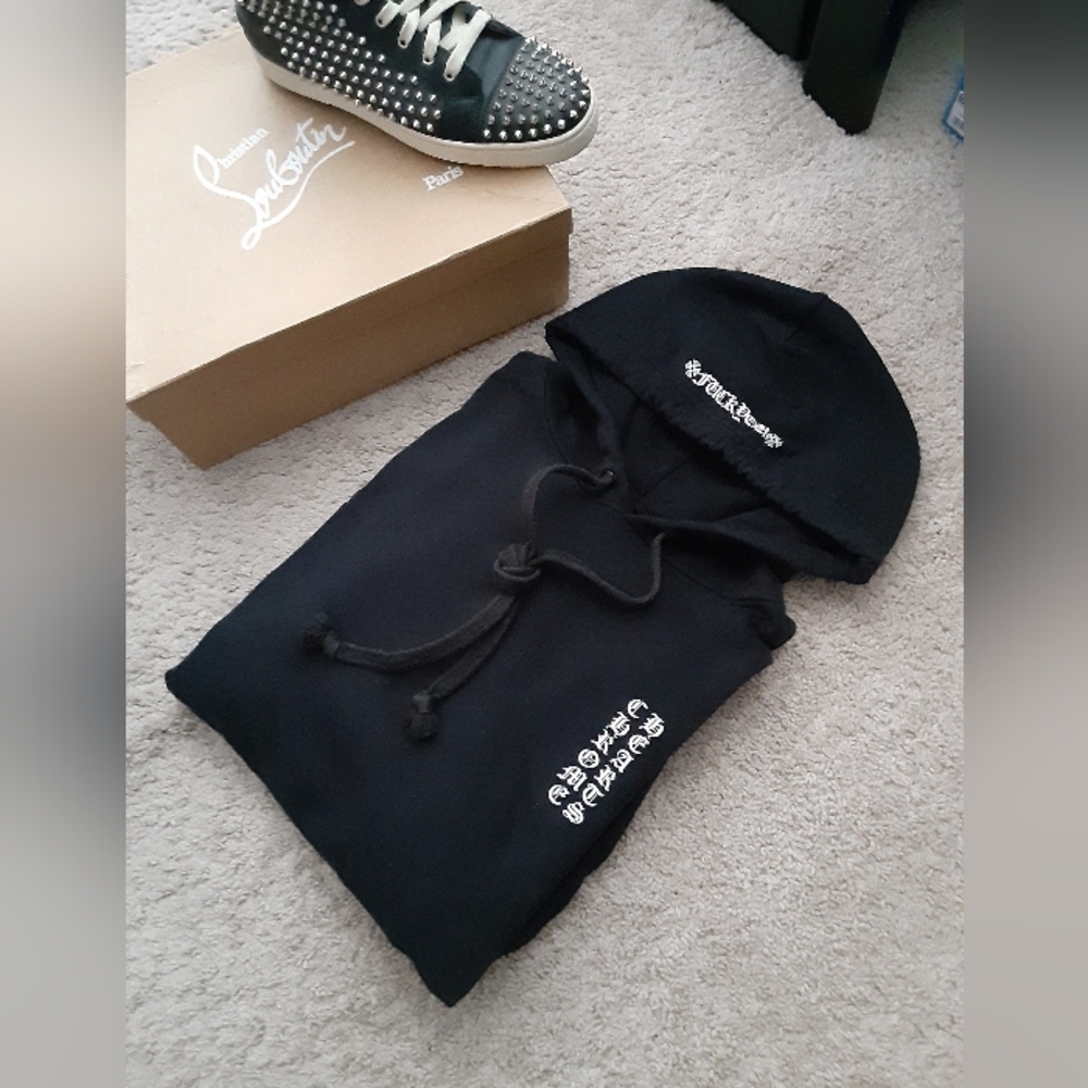 MEN'S CHROME HEARTS PULLOVER VERTICAL LOGO FU HOOD HOODIE